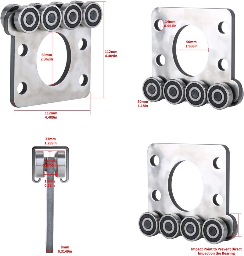 Fuperoo 8 Wheel Trolley Assembly Rollers.Bearing Trolley Assembly.Stainless Steel.The top of The Trolley has Room for Set Screws, Allowing The use of a 1-5/8" high Strut Channel - Image 2